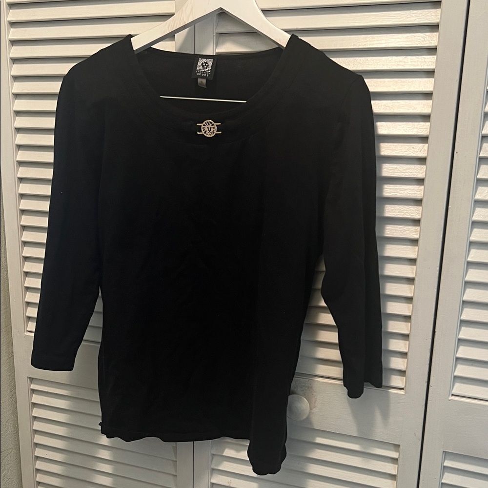 Anne Klein Black Long Sleeve Top